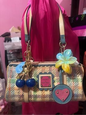 Dooney & Bourke Multicolor Signature Barrel Bag with Heart Charm